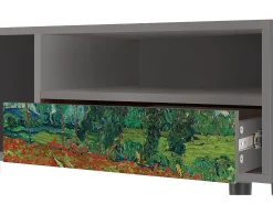 Móvel De Tv| Mueble de TV - 115х59х48 cm - T3 - Poppy field by van Gogh, Cinza Cinzento