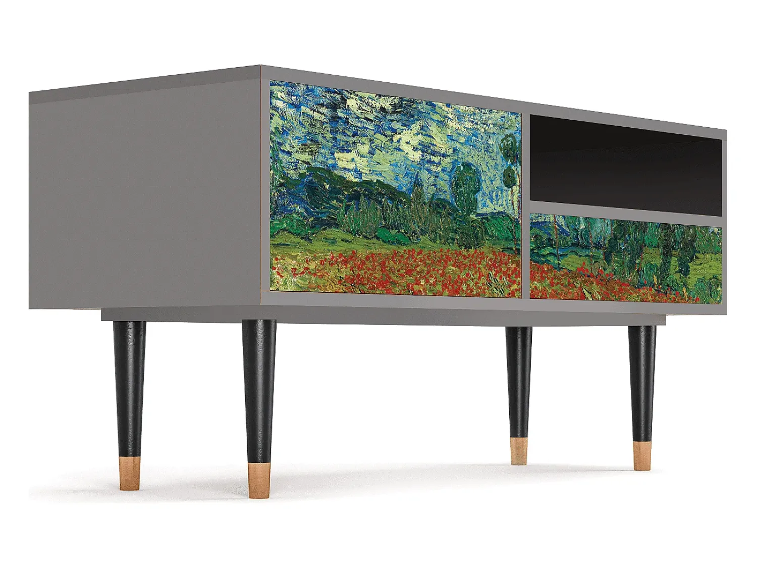 Móvel De Tv| Mueble de TV - 115х59х48 cm - T3 - Poppy field by van Gogh, Cinza Cinzento