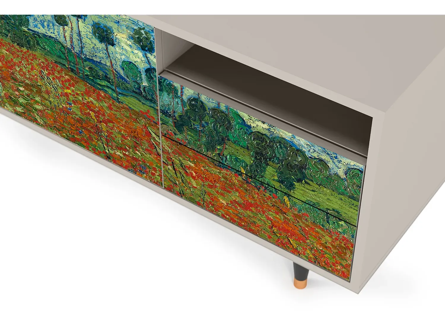 New Mueble de TV - 125х56х41 cm - T7 - Poppy field by van Gogh, Areia Bege