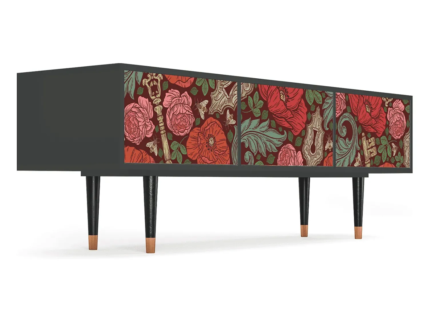 Móvel De Tv* Mueble de TV - 170х59х48 cm - T4 - Poppy Garden, Antracite Cinza antracite