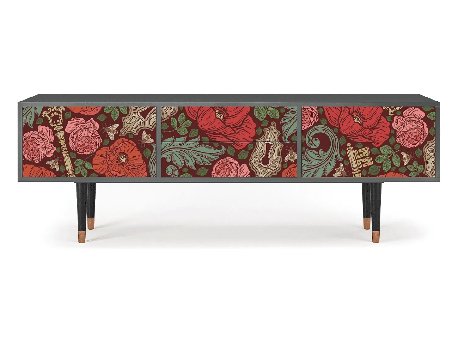 Móvel De Tv* Mueble de TV - 170х59х48 cm - T4 - Poppy Garden, Antracite Cinza antracite