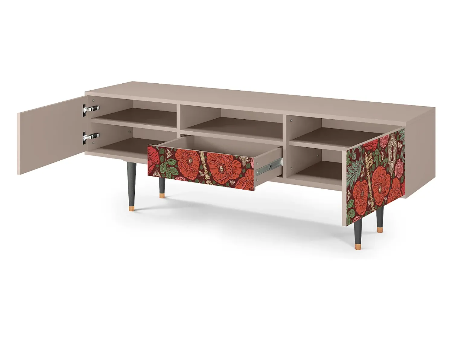 Móvel De Tv* Mueble de TV - 170х59х41 cm - T6 - Poppy Garden, Latte Bege