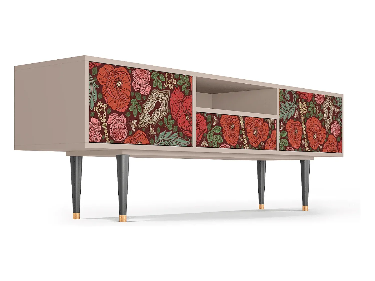 Móvel De Tv* Mueble de TV - 170х59х41 cm - T6 - Poppy Garden, Latte Bege
