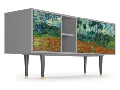 Mueble de TV - 150х69х41 cm - T5 - Poppy field by van Gogh, Cinza^ Móvel De Tv