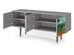 Mueble de TV - 150х69х41 cm - T5 - Poppy field by van Gogh, Cinza^ Móvel De Tv