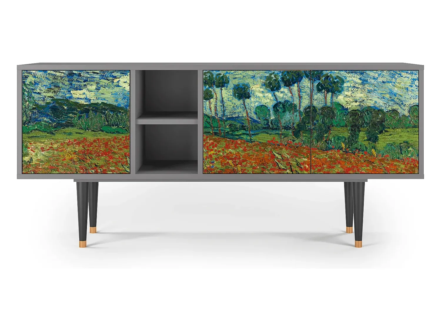 Mueble de TV - 150х69х41 cm - T5 - Poppy field by van Gogh, Cinza^ Móvel De Tv