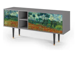 Mueble de TV - 150х69х41 cm - T5 - Poppy field by van Gogh, Cinza^ Móvel De Tv