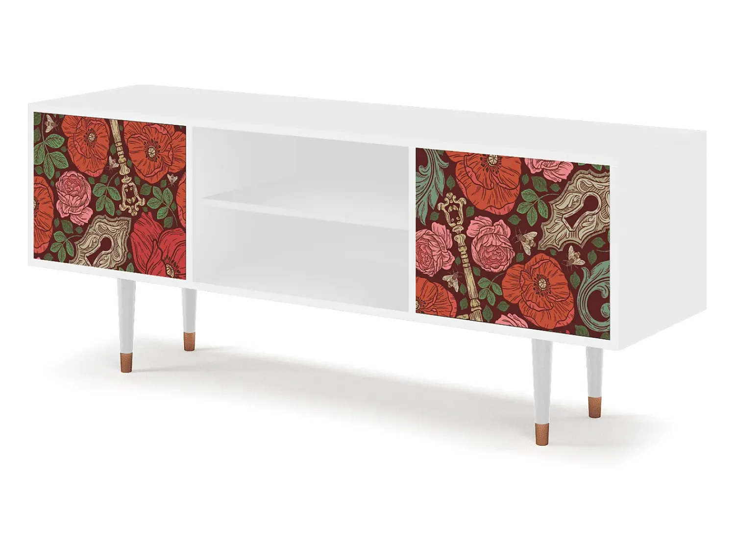 Mueble de TV - 170х69х48 cm - T2 - Poppy Garden, Branco^ Móvel De Tv