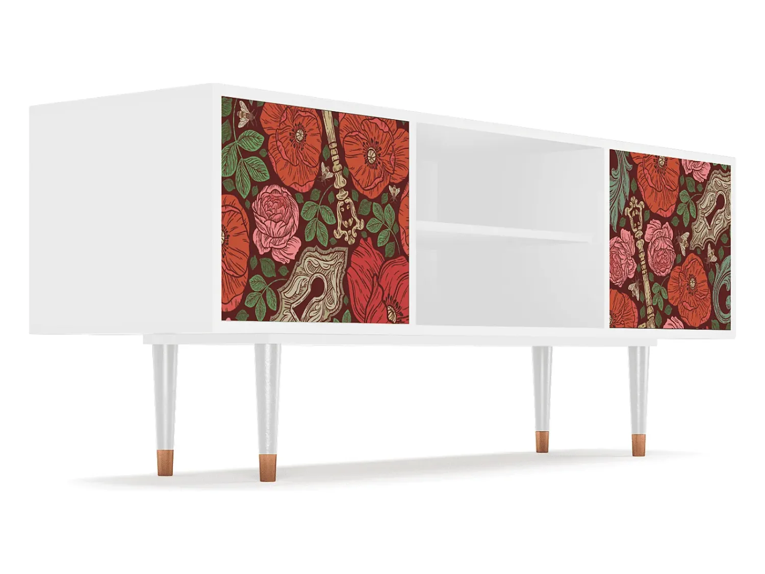 Mueble de TV - 170х69х48 cm - T2 - Poppy Garden, Branco^ Móvel De Tv