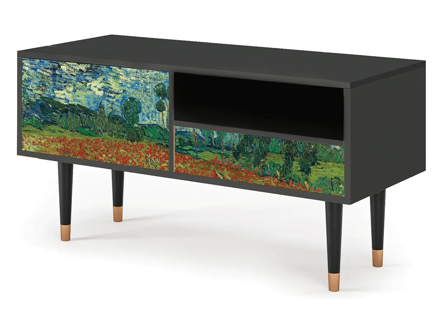 Mueble de TV - 115х59х48 cm - T3 - Poppy field by van Gogh, Antracite^ Móvel De Tv