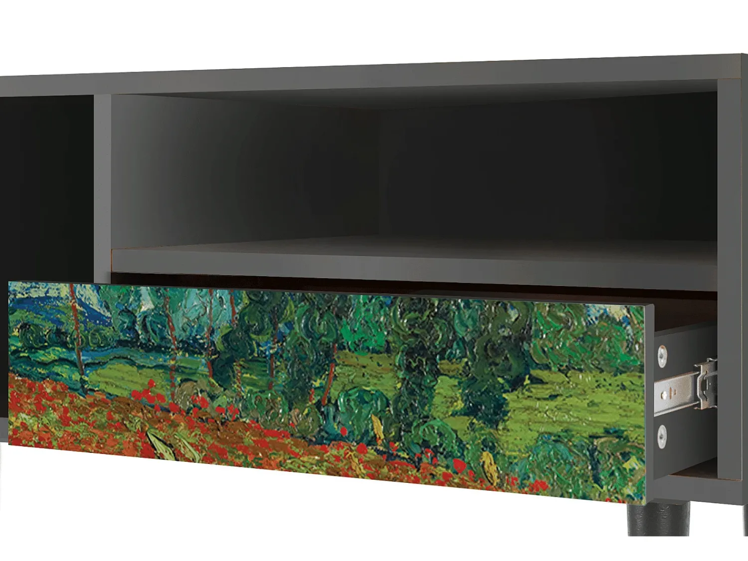 Mueble de TV - 115х59х48 cm - T3 - Poppy field by van Gogh, Antracite^ Móvel De Tv