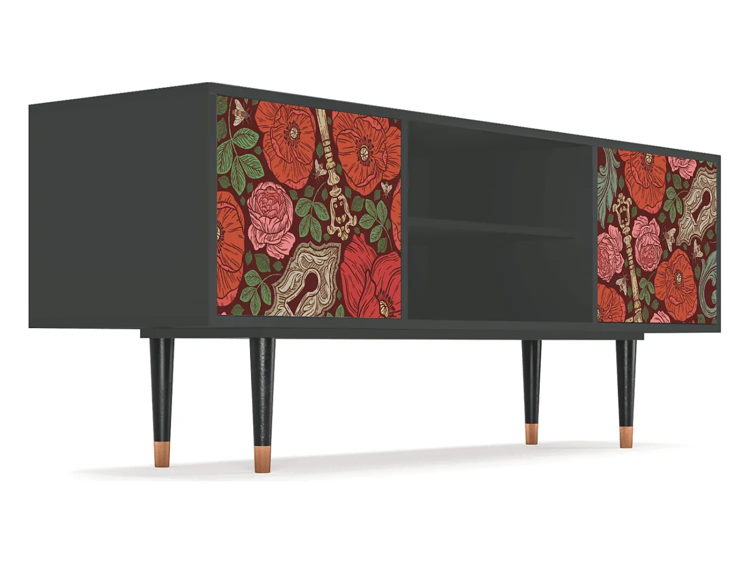 Móvel De Tv* Mueble de TV - 170х69х48 cm - T2 - Poppy Garden, Antracite Cinza antracite