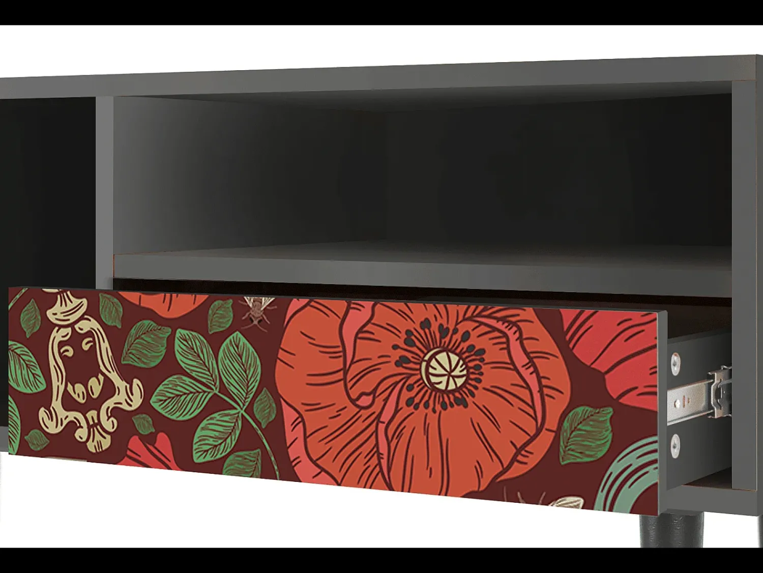 Móvel De Tv| Mueble de TV - 115х59х48 cm - T3 - Poppy Garden, Antracite Cinza antracite