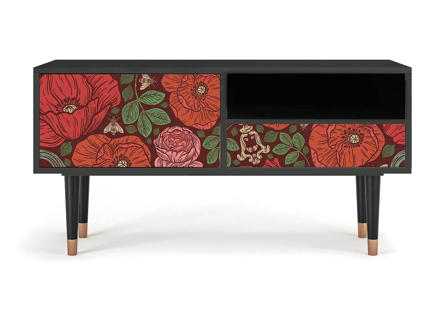 Móvel De Tv| Mueble de TV - 115х59х48 cm - T3 - Poppy Garden, Antracite Cinza antracite
