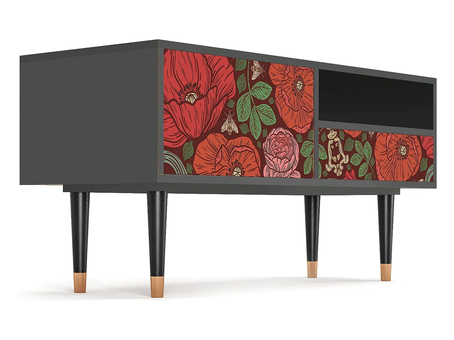 Móvel De Tv| Mueble de TV - 115х59х48 cm - T3 - Poppy Garden, Antracite Cinza antracite