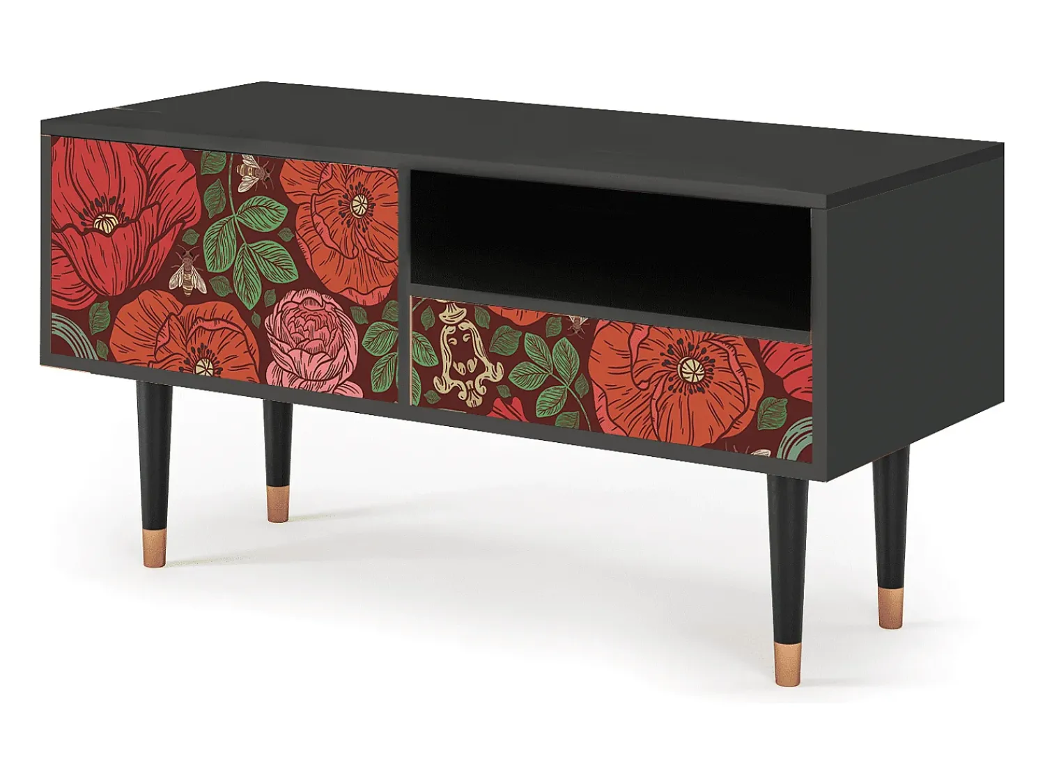 Móvel De Tv| Mueble de TV - 115х59х48 cm - T3 - Poppy Garden, Antracite Cinza antracite