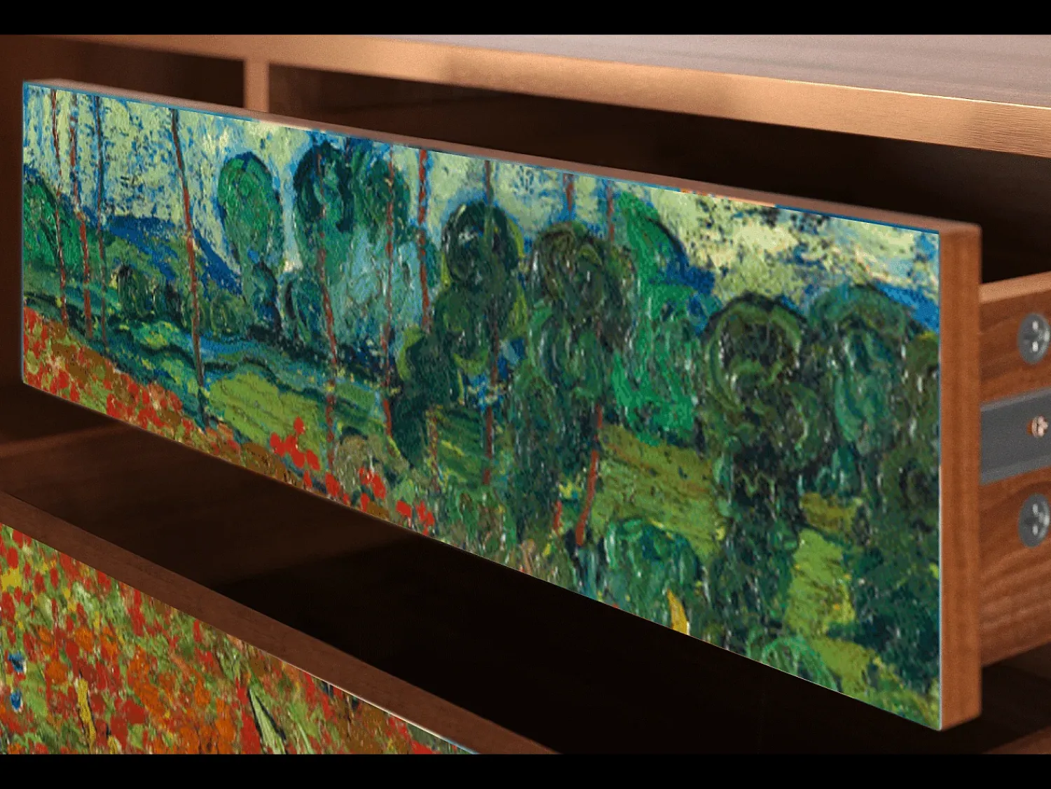 Mueble de TV - 170х59х48 cm - T4 - Poppy field by van Gogh, Nogueira^ Móvel De Tv