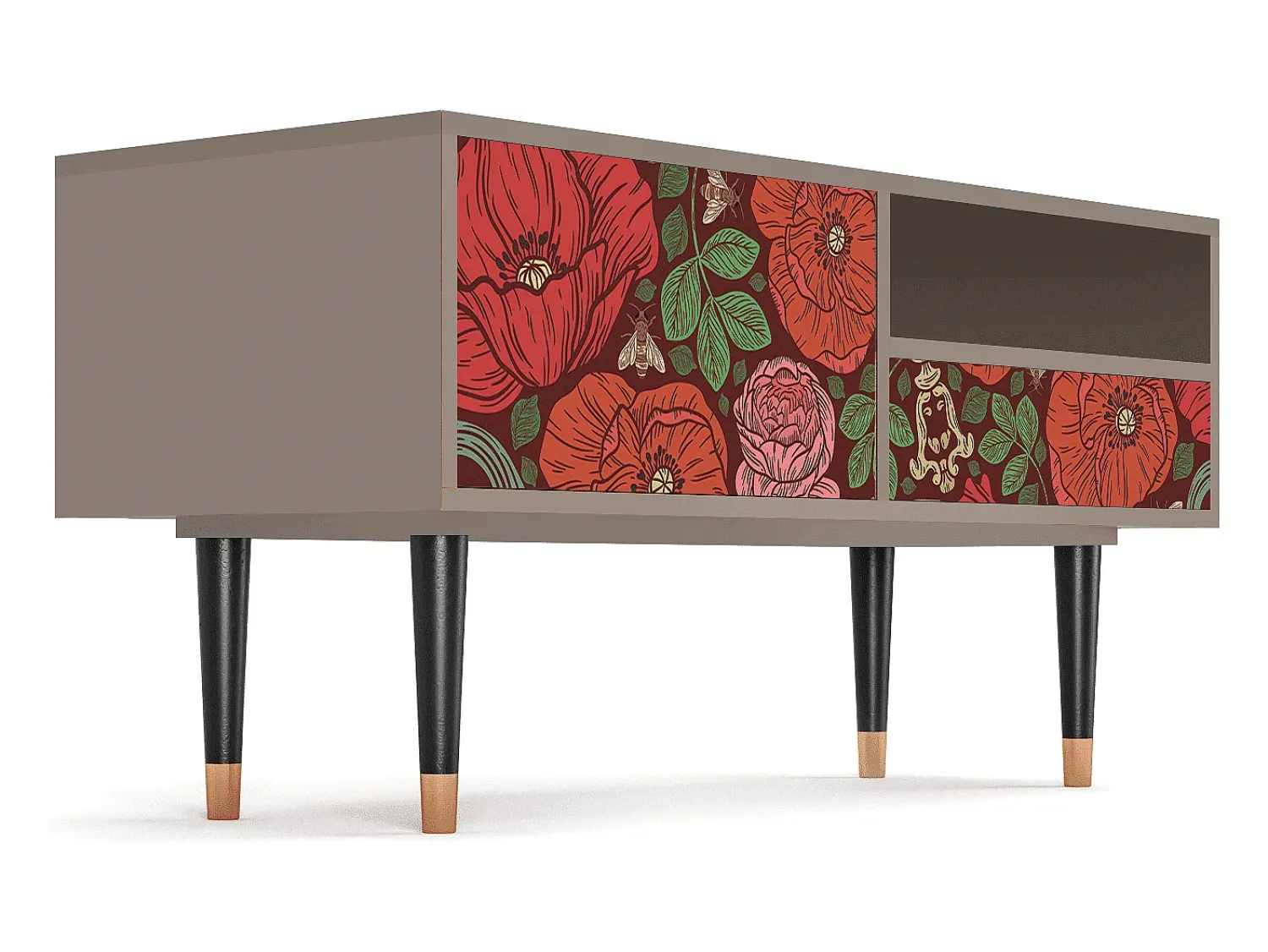 Hot Mueble de TV - 115х59х48 cm - T3 - Poppy Garden, Latte Bege