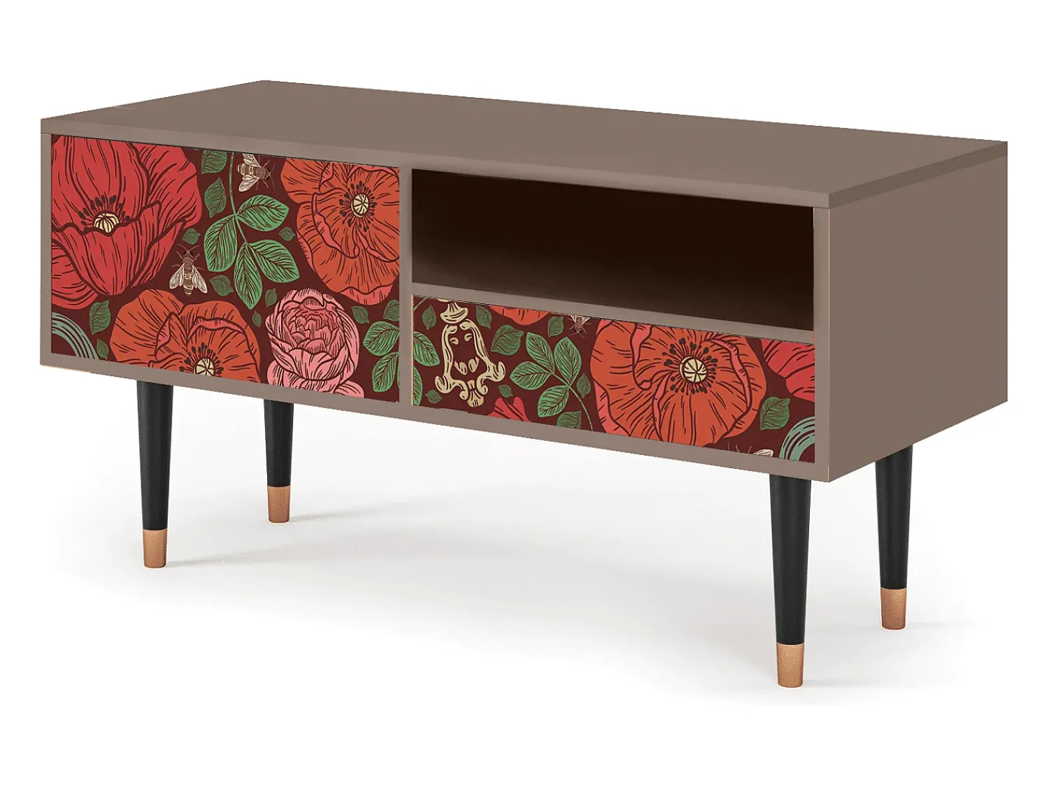 Hot Mueble de TV - 115х59х48 cm - T3 - Poppy Garden, Latte Bege