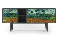Móvel De Tv| Mueble de TV - 150х69х41 cm - T5 - Poppy field by van Gogh, Antracite Cinza antracite