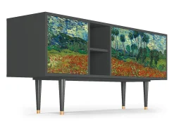 Móvel De Tv| Mueble de TV - 150х69х41 cm - T5 - Poppy field by van Gogh, Antracite Cinza antracite