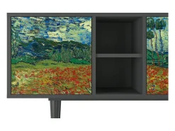 Móvel De Tv| Mueble de TV - 150х69х41 cm - T5 - Poppy field by van Gogh, Antracite Cinza antracite