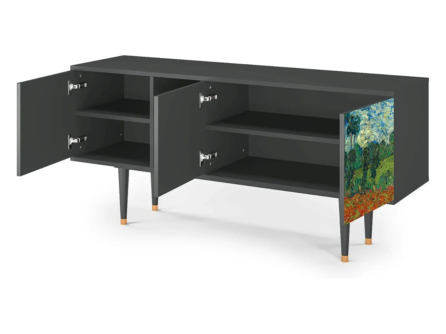 Móvel De Tv| Mueble de TV - 150х69х41 cm - T5 - Poppy field by van Gogh, Antracite Cinza antracite