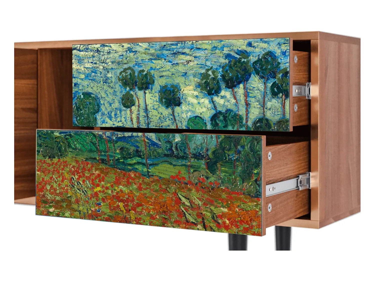 Mueble de TV - 170х69х48 cm - T1 - Poppy field by van Gogh, Nogueira^ Móvel De Tv