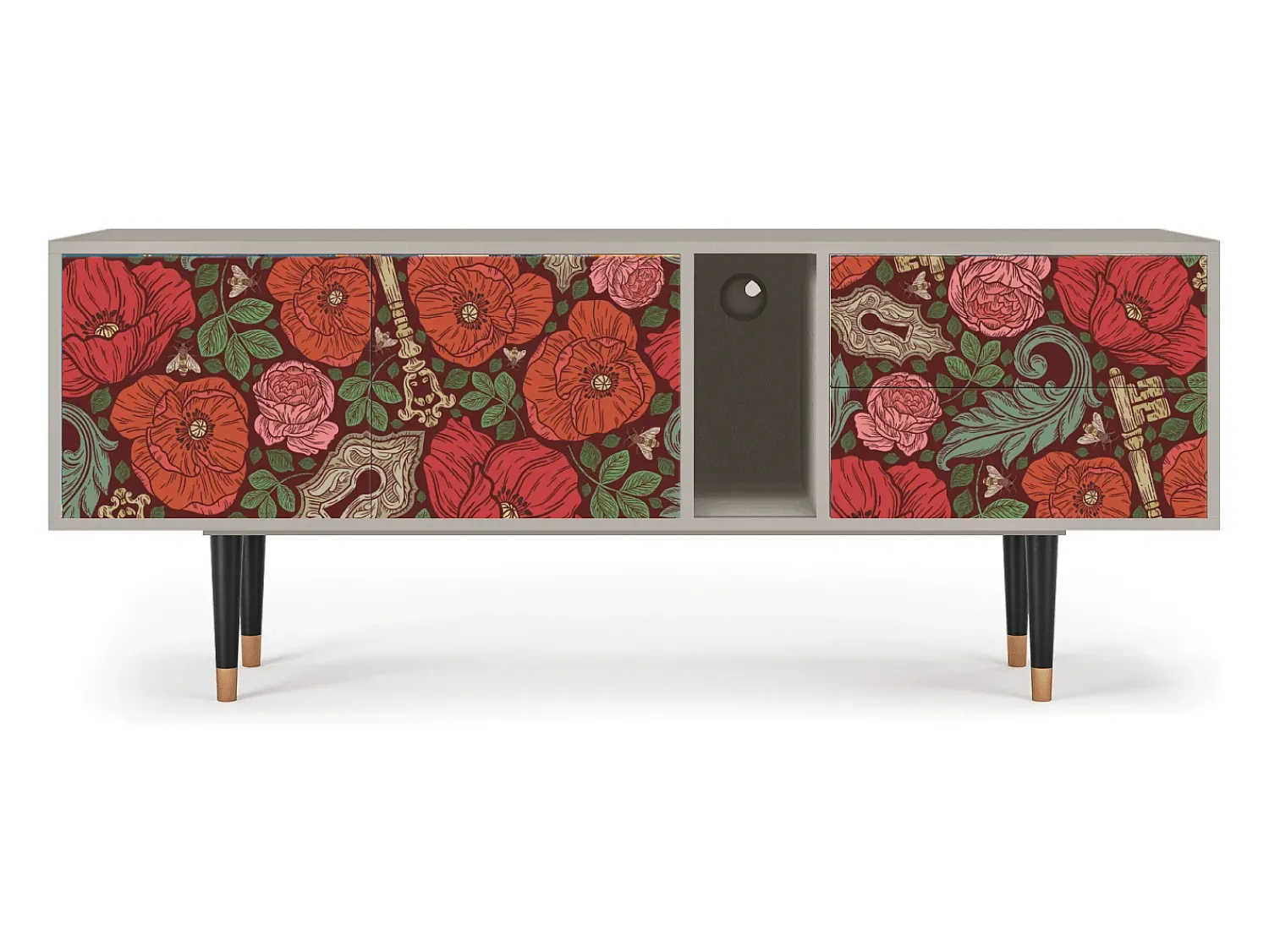 Mueble de TV - 170х69х48 cm - T1 - Poppy Garden, Areia Bege