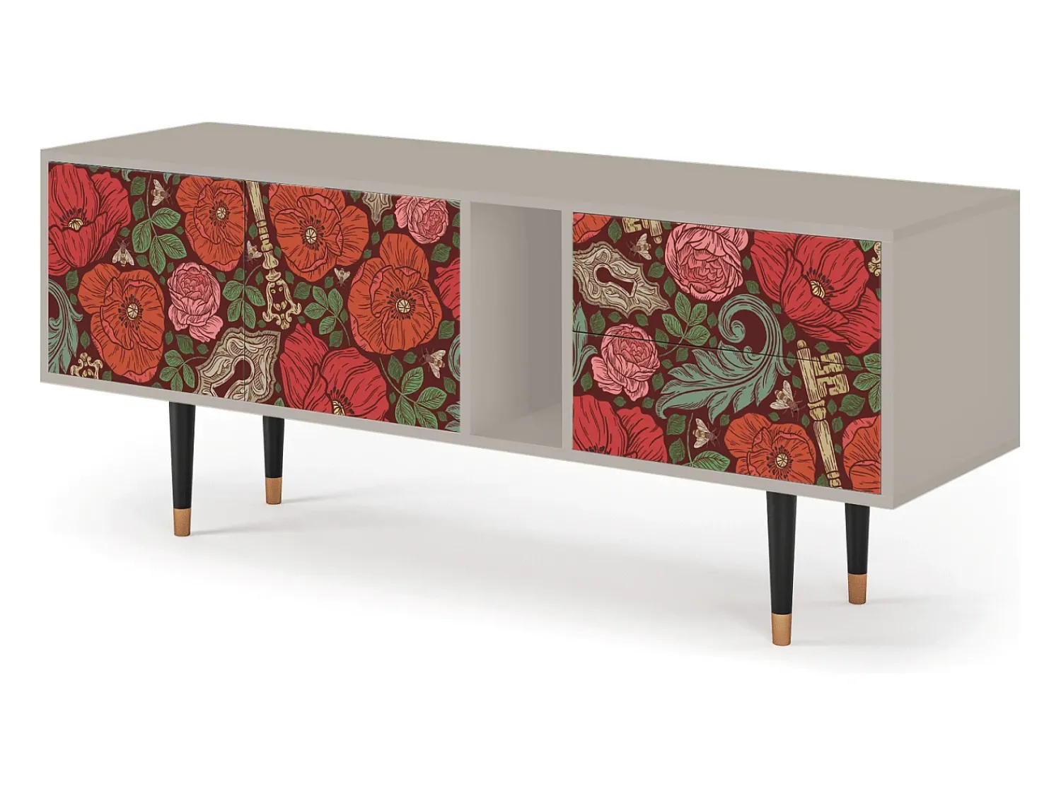 Mueble de TV - 170х69х48 cm - T1 - Poppy Garden, Areia Bege