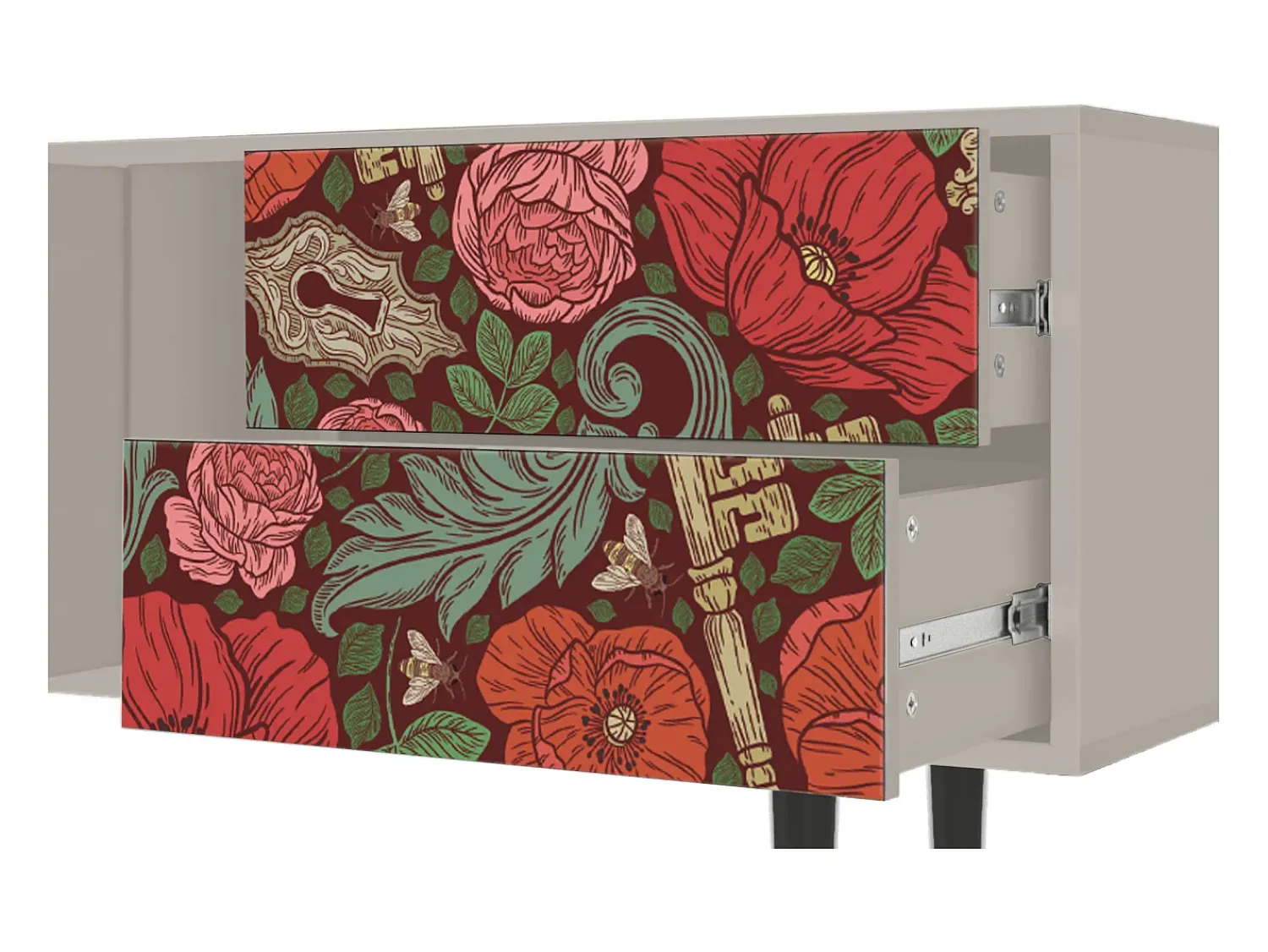 Mueble de TV - 170х69х48 cm - T1 - Poppy Garden, Areia Bege