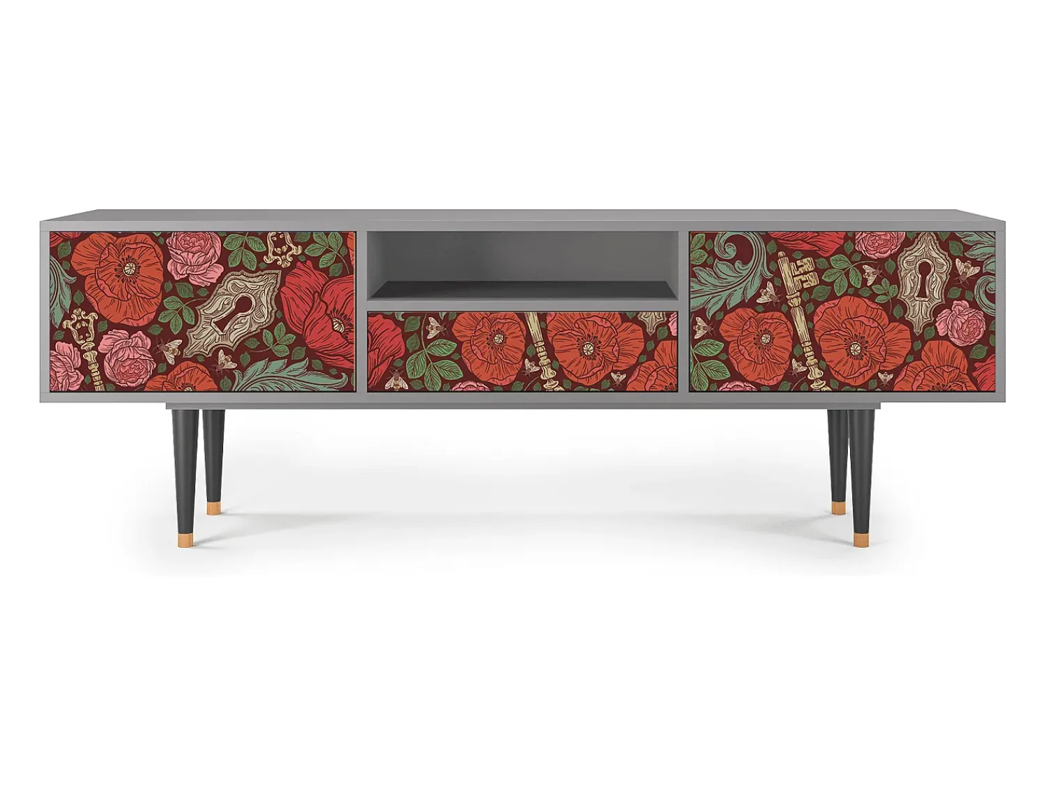Discount Mueble de TV - 170х59х41 cm - T6 - Poppy Garden, Cinza Cinzento