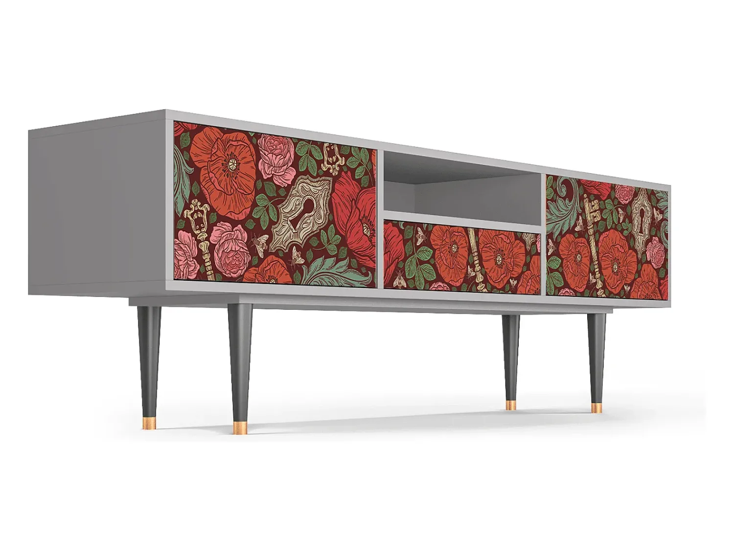 Discount Mueble de TV - 170х59х41 cm - T6 - Poppy Garden, Cinza Cinzento