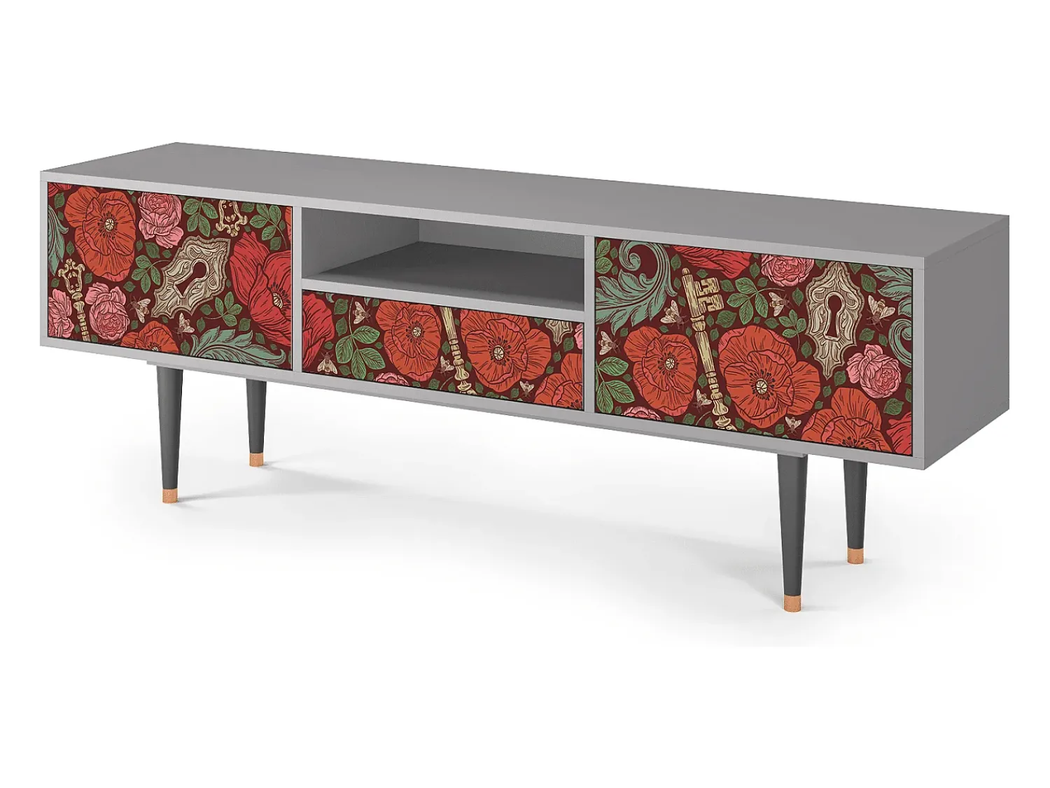 Discount Mueble de TV - 170х59х41 cm - T6 - Poppy Garden, Cinza Cinzento