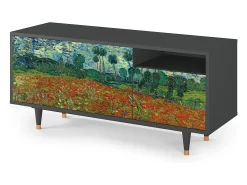 Móvel De Tv| Mueble de TV - 125х56х41 cm - T7 - Poppy field by van Gogh, Antracite Cinza antracite