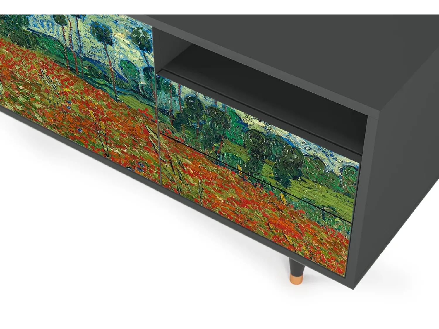 Móvel De Tv| Mueble de TV - 125х56х41 cm - T7 - Poppy field by van Gogh, Antracite Cinza antracite