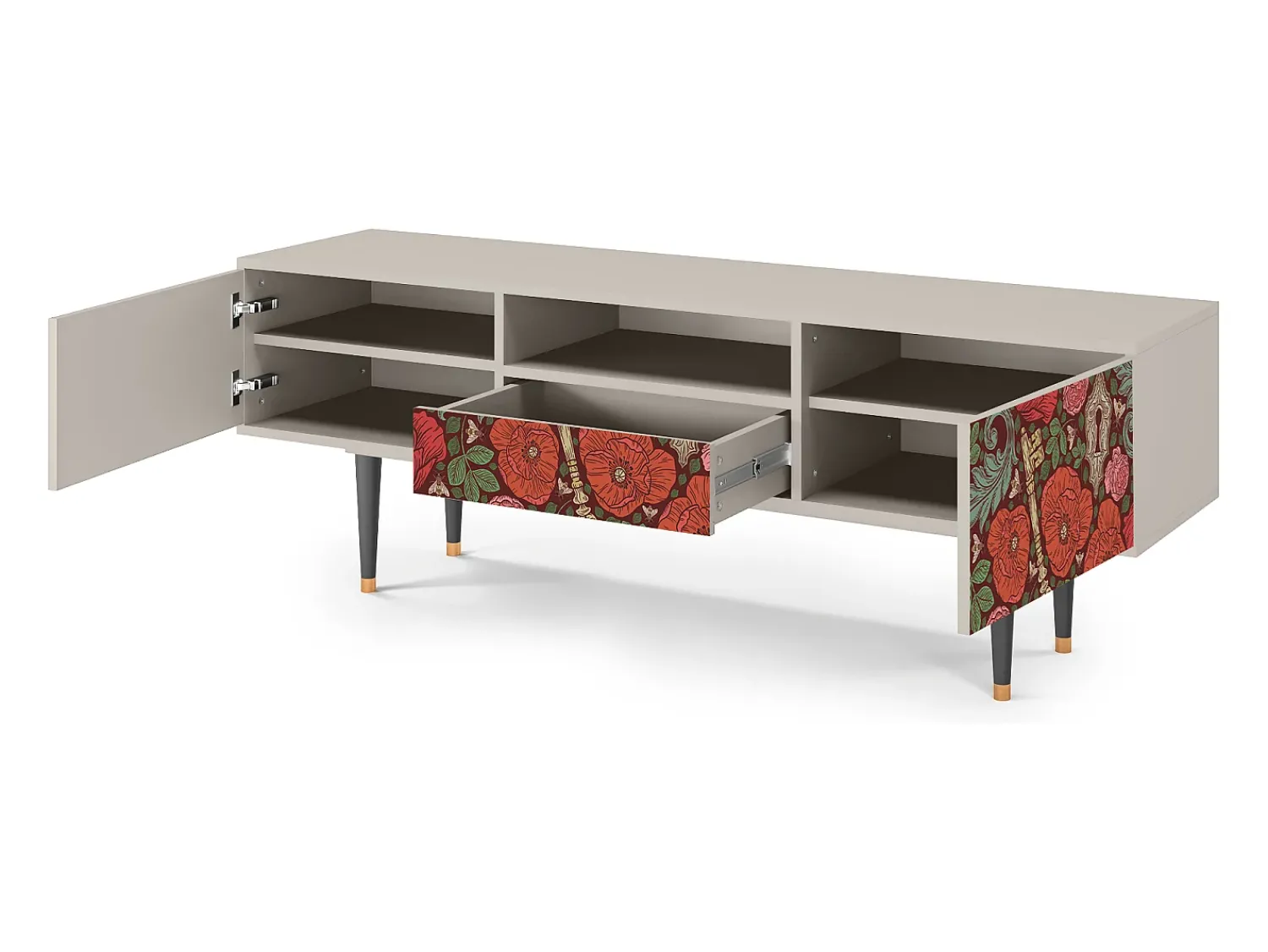 Móvel De Tv| Mueble de TV - 170х59х41 cm - T6 - Poppy Garden, Areia Bege