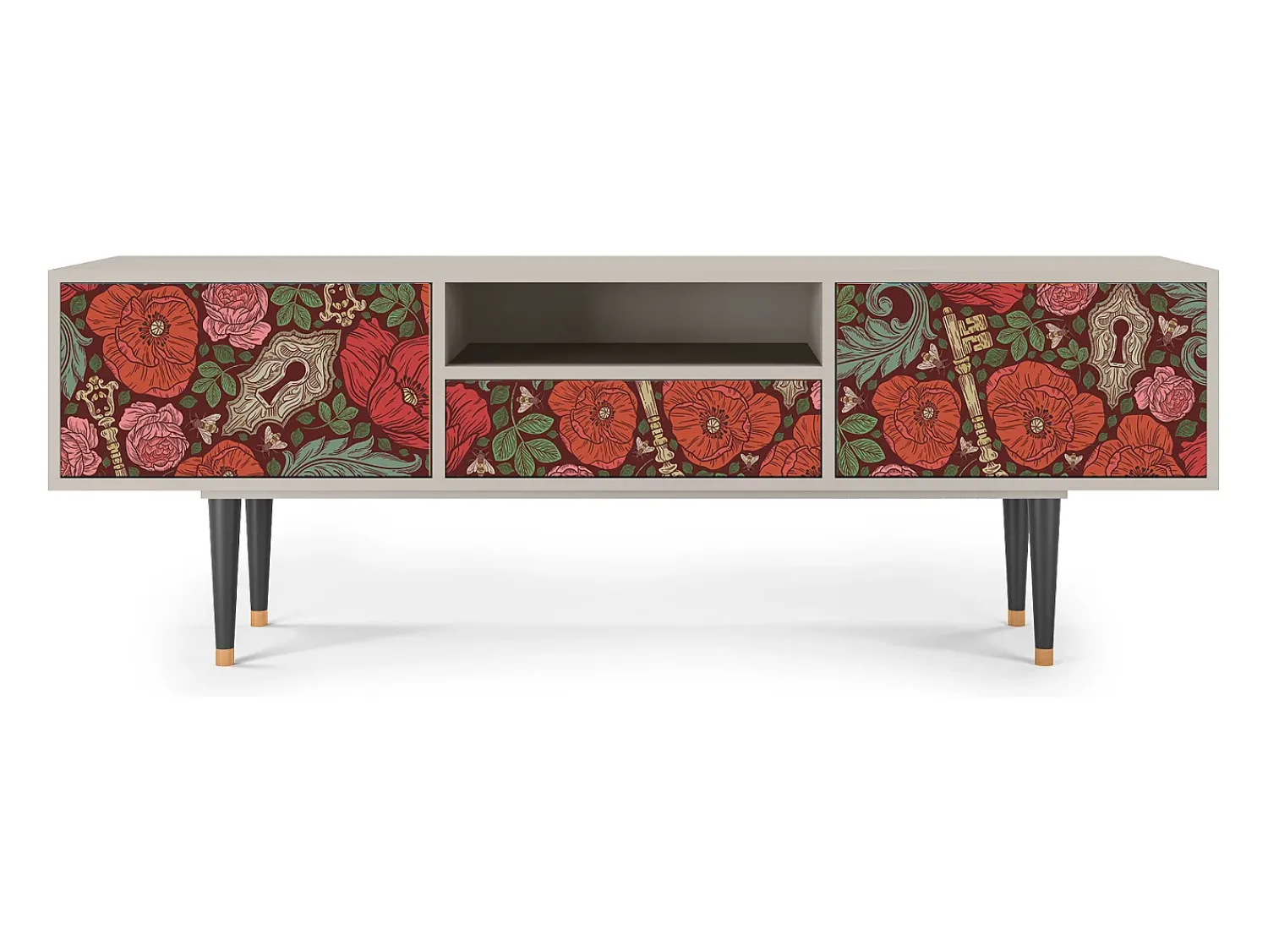 Móvel De Tv| Mueble de TV - 170х59х41 cm - T6 - Poppy Garden, Areia Bege