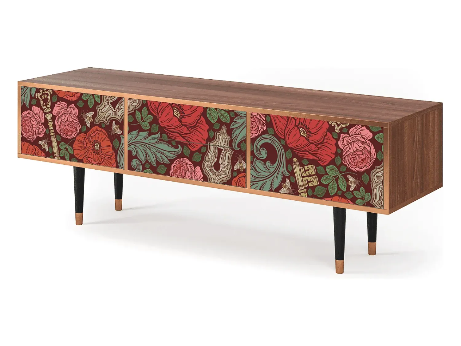 Móvel De Tv* Mueble de TV - 170х59х48 cm - T4 - Poppy Garden, Nogueira Castanho