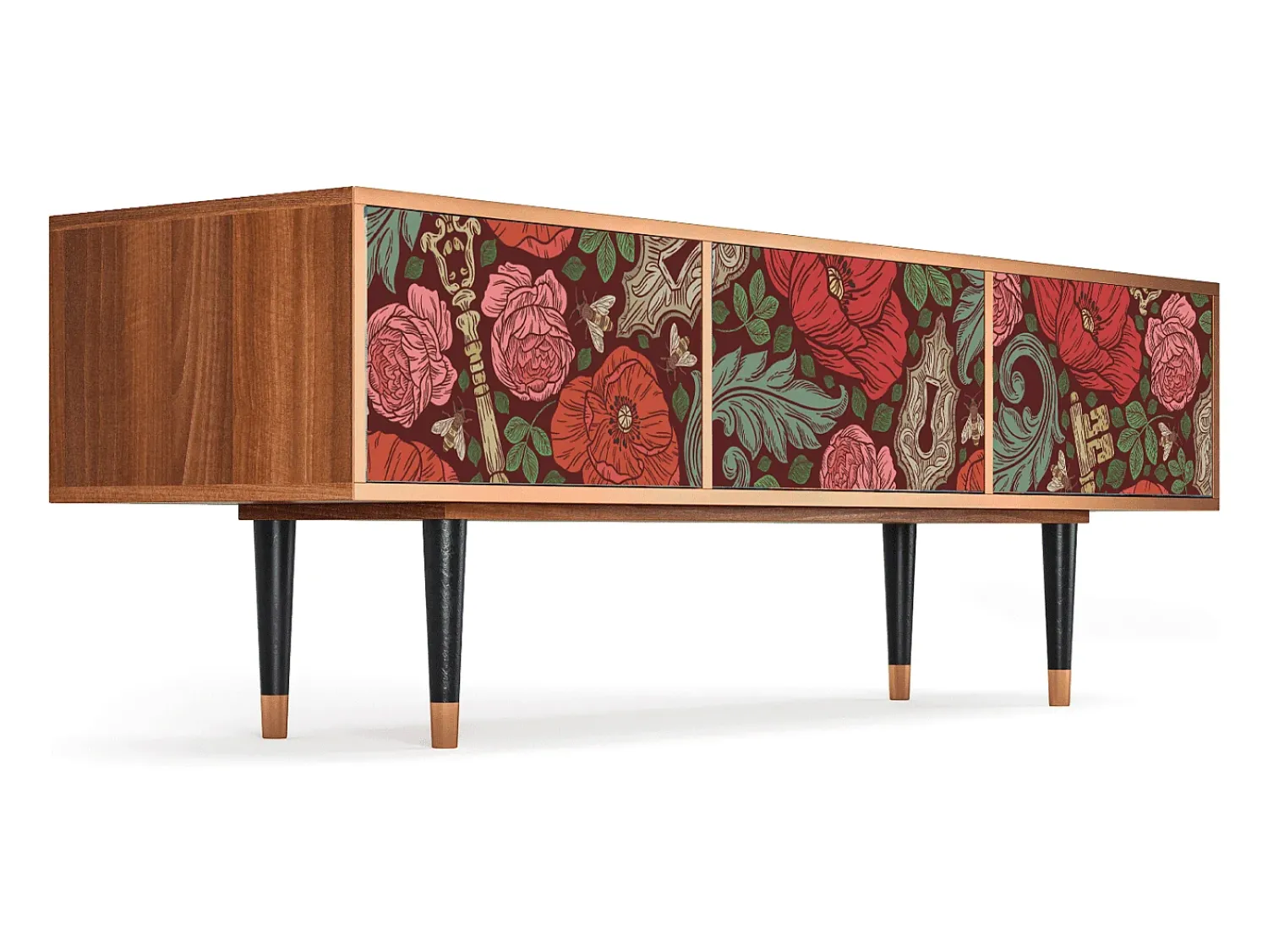 Móvel De Tv* Mueble de TV - 170х59х48 cm - T4 - Poppy Garden, Nogueira Castanho