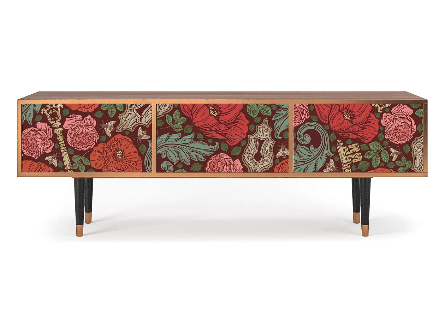 Móvel De Tv* Mueble de TV - 170х59х48 cm - T4 - Poppy Garden, Nogueira Castanho