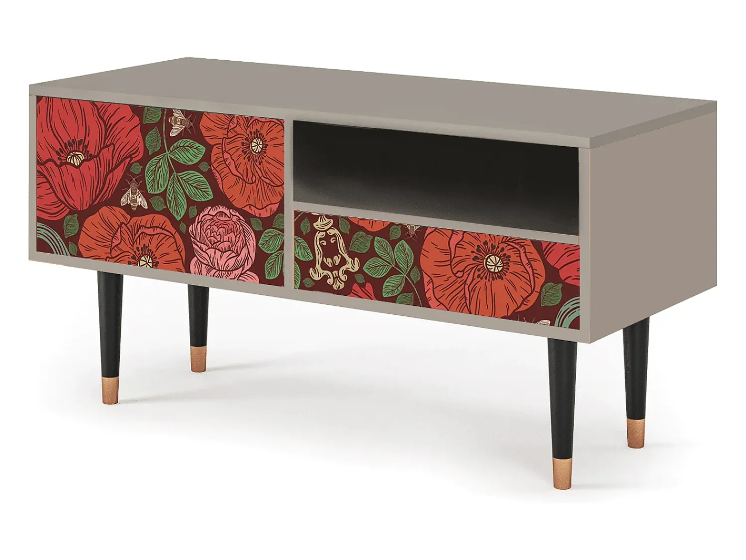 Best Mueble de TV - 115х59х48 cm - T3 - Poppy Garden, Areia Bege