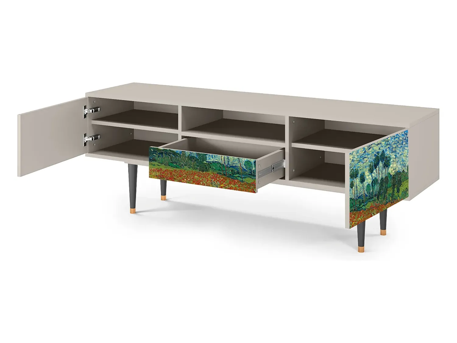 Hot Mueble de TV - 170х59х41 cm - T6 - Poppy field by van Gogh, Areia Bege