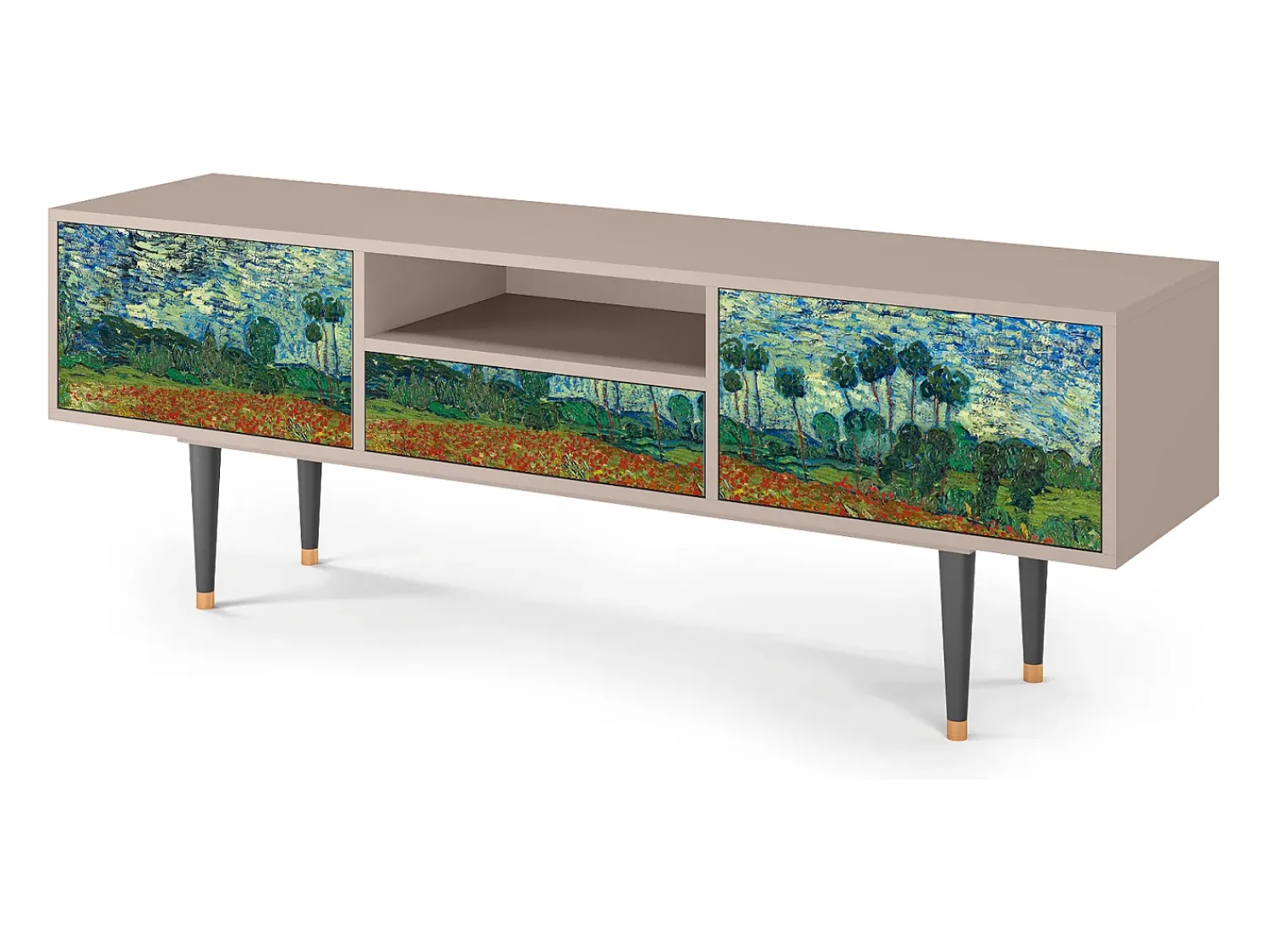 Hot Mueble de TV - 170х59х41 cm - T6 - Poppy field by van Gogh, Areia Bege
