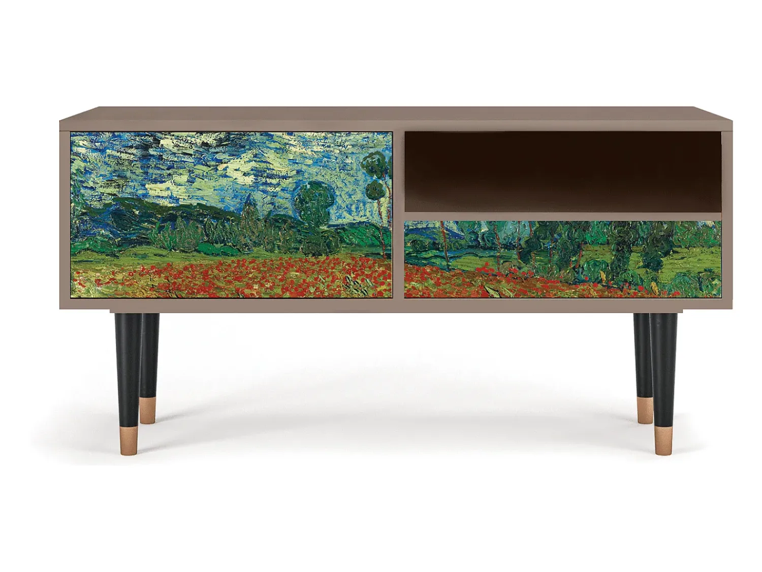 Móvel De Tv| Mueble de TV - 115х59х48 cm - T3 - Poppy field by van Gogh, Latte Bege