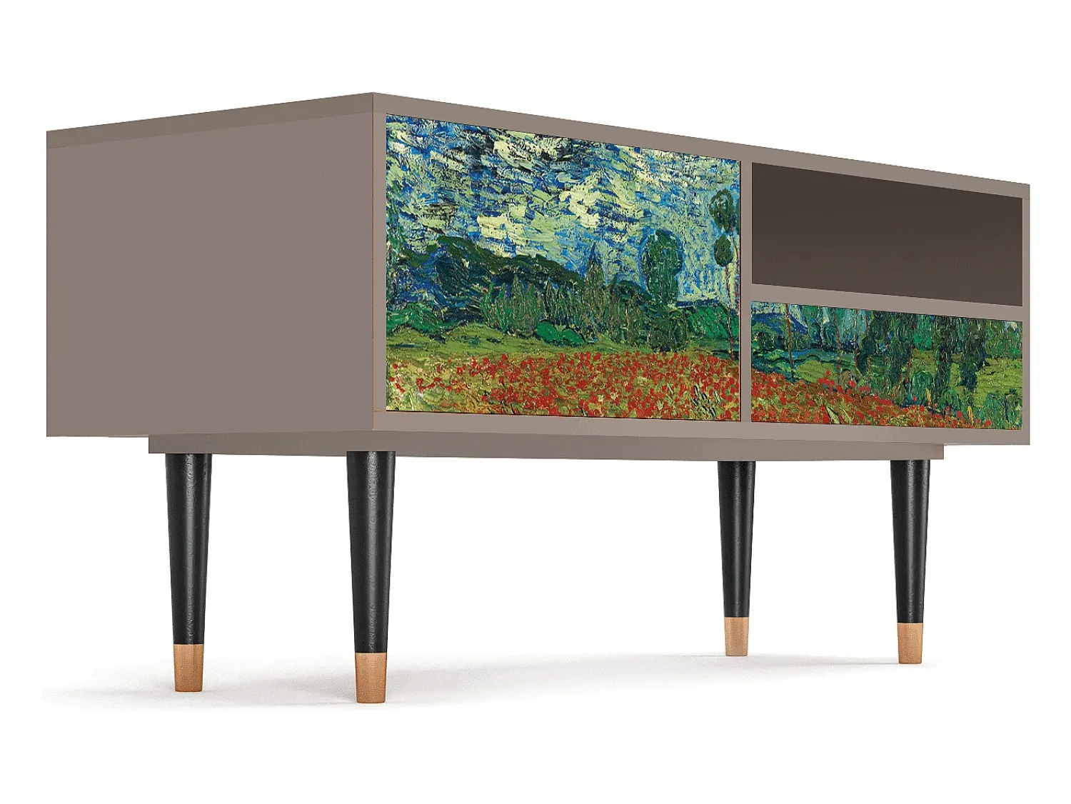 Móvel De Tv| Mueble de TV - 115х59х48 cm - T3 - Poppy field by van Gogh, Latte Bege