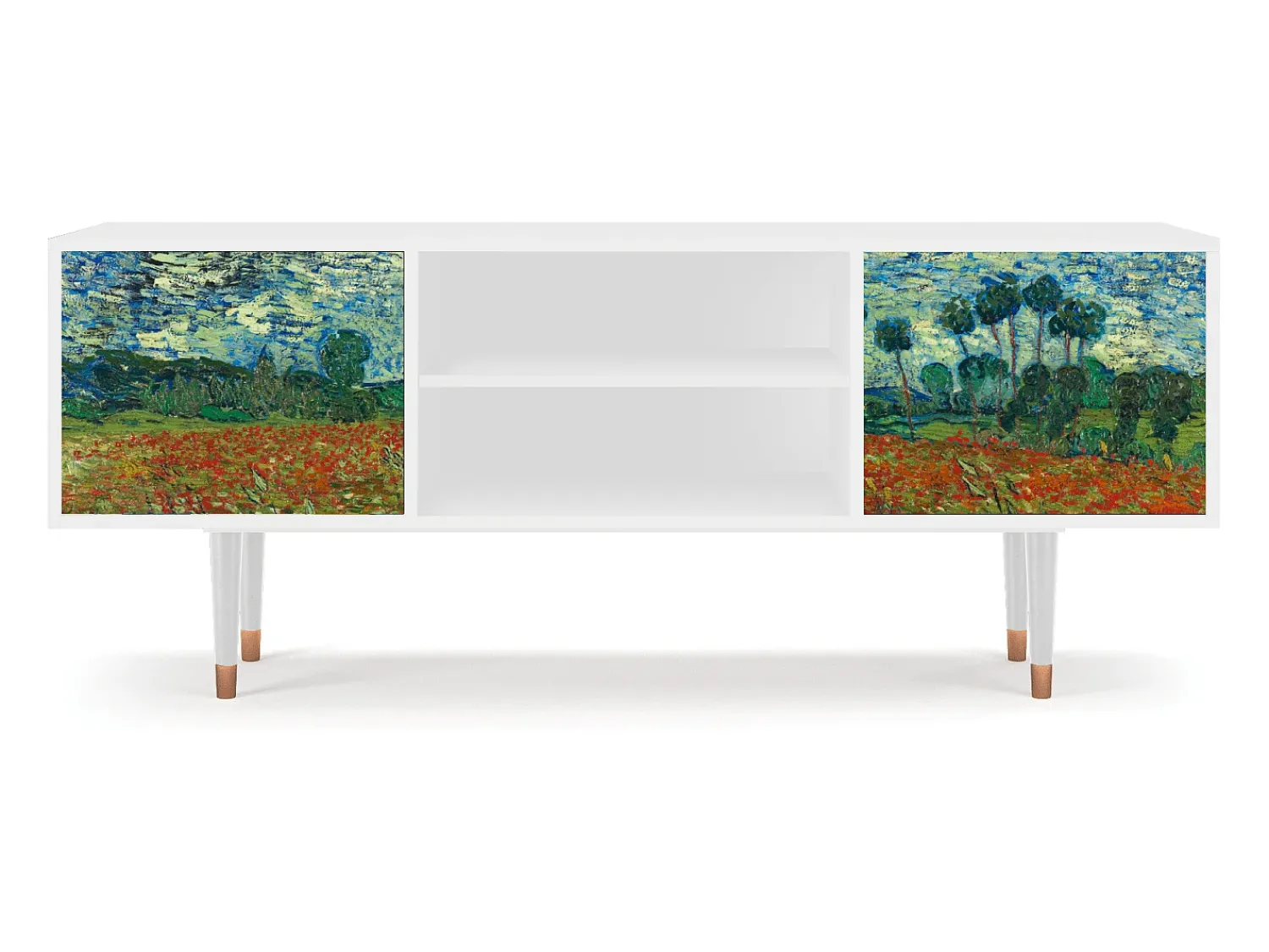 Mueble de TV - 170х69х48 cm - T2 - Poppy field by van Gogh, Branco Bege