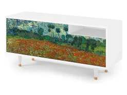 Móvel De Tv* Mueble de TV - 125х56х41 cm - T7 - Poppy field by van Gogh, Branco Bege