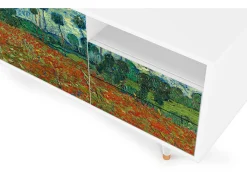 Móvel De Tv* Mueble de TV - 125х56х41 cm - T7 - Poppy field by van Gogh, Branco Bege