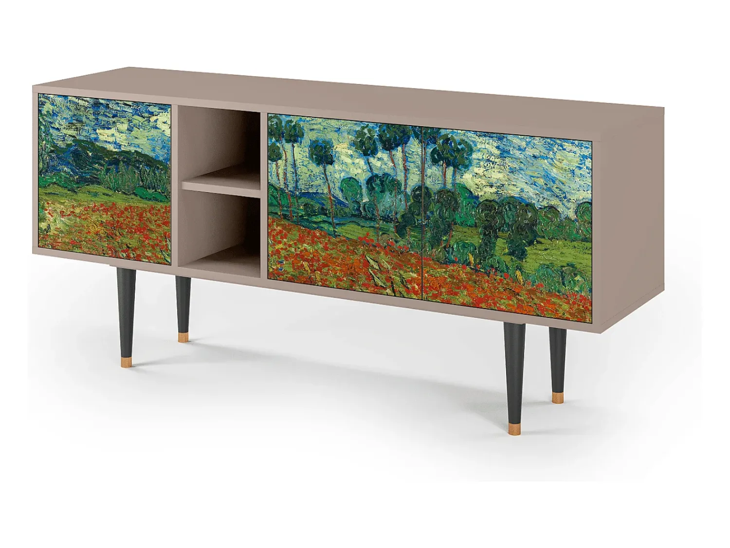 Móvel De Tv* Mueble de TV - 150х69х41 cm - T5 - Poppy field by van Gogh, Latte Bege